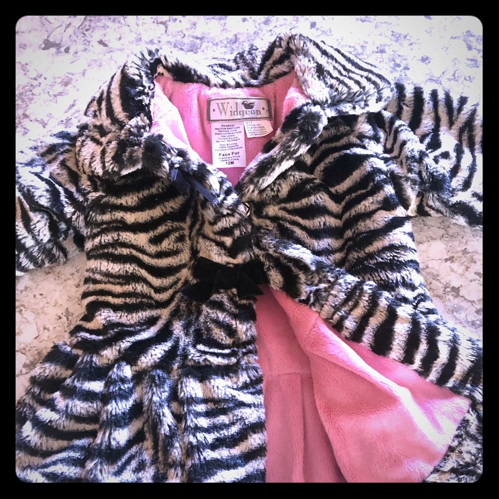 Adorable 12 mo zebra Faux fur coat